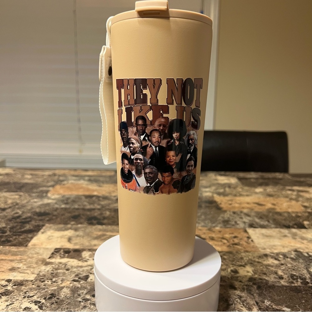 Beige Tumbler with Graphic Design